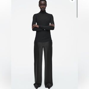 COS Black Wide-Leg satin Pants